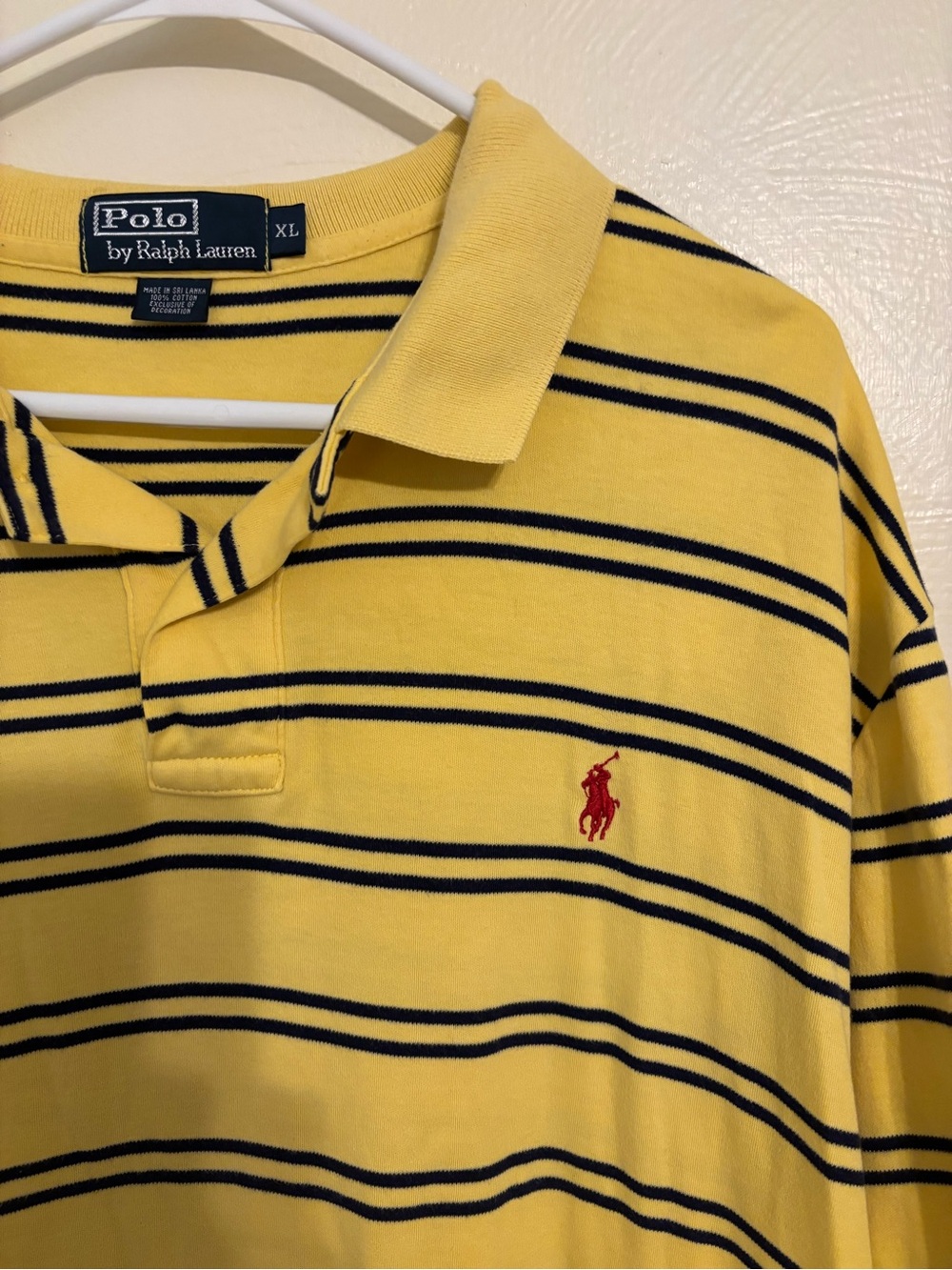 Polo Ralph Lauren Yellow Striped Polo Shirt Men’s XL Short Sleeve Cotton - Picture 5 of 7